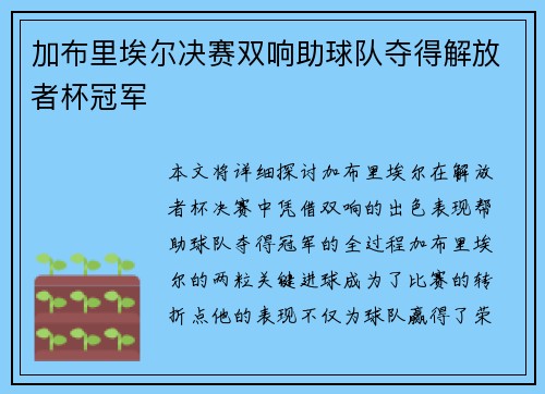 加布里埃尔决赛双响助球队夺得解放者杯冠军 加布里埃尔决赛双响助球队夺得解放者杯冠军